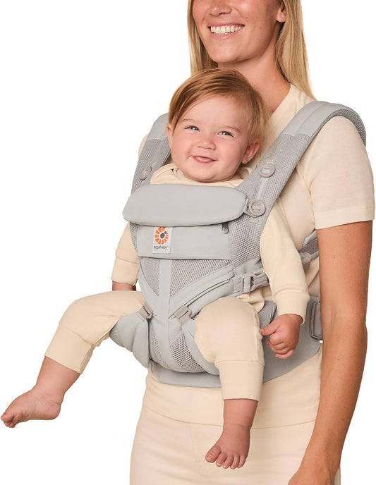 Omni Classic (Formerly OMNI 360) All-Position Baby Carrier for Newborn to Toddler with Lumbar Support and Cool Air Mesh, 7-45 Pounds, Pearl Grey, One Size