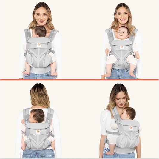 Omni Classic (Formerly OMNI 360) All-Position Baby Carrier for Newborn to Toddler with Lumbar Support and Cool Air Mesh, 7-45 Pounds, Pearl Grey, One Size
