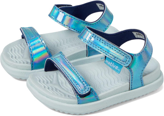 Kids Charley Sugarlite Hologram Flat Sandals for Little Kid - Hook-Loop Closure with EVA Footbed, and Open Toe Design