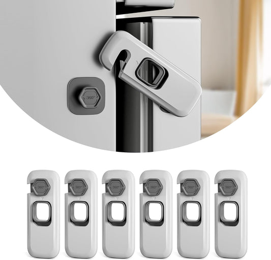 6 Pack Child Proof Refrigerator Locks, Fridge Locks for Kids Safety, Freezer Door Latches with Strong 3M Adhesives for Toddlers and Baby, Ideal for Upright Freezer, Ovens, Cabinets Door