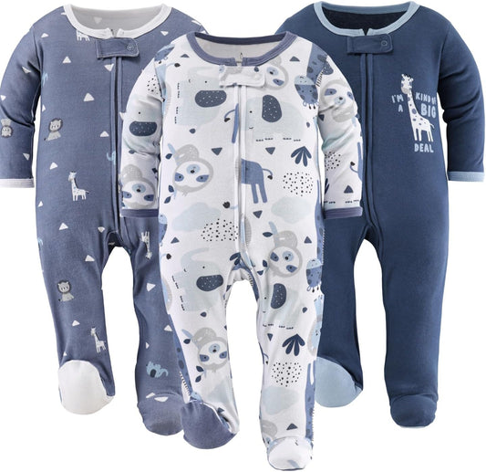 Baby Boy Sleepers, Sleep and Play Baby Pajamas for Boys, Pjs, Newborn, 0-3, 3-6, 6-9 Months Infant Clothes