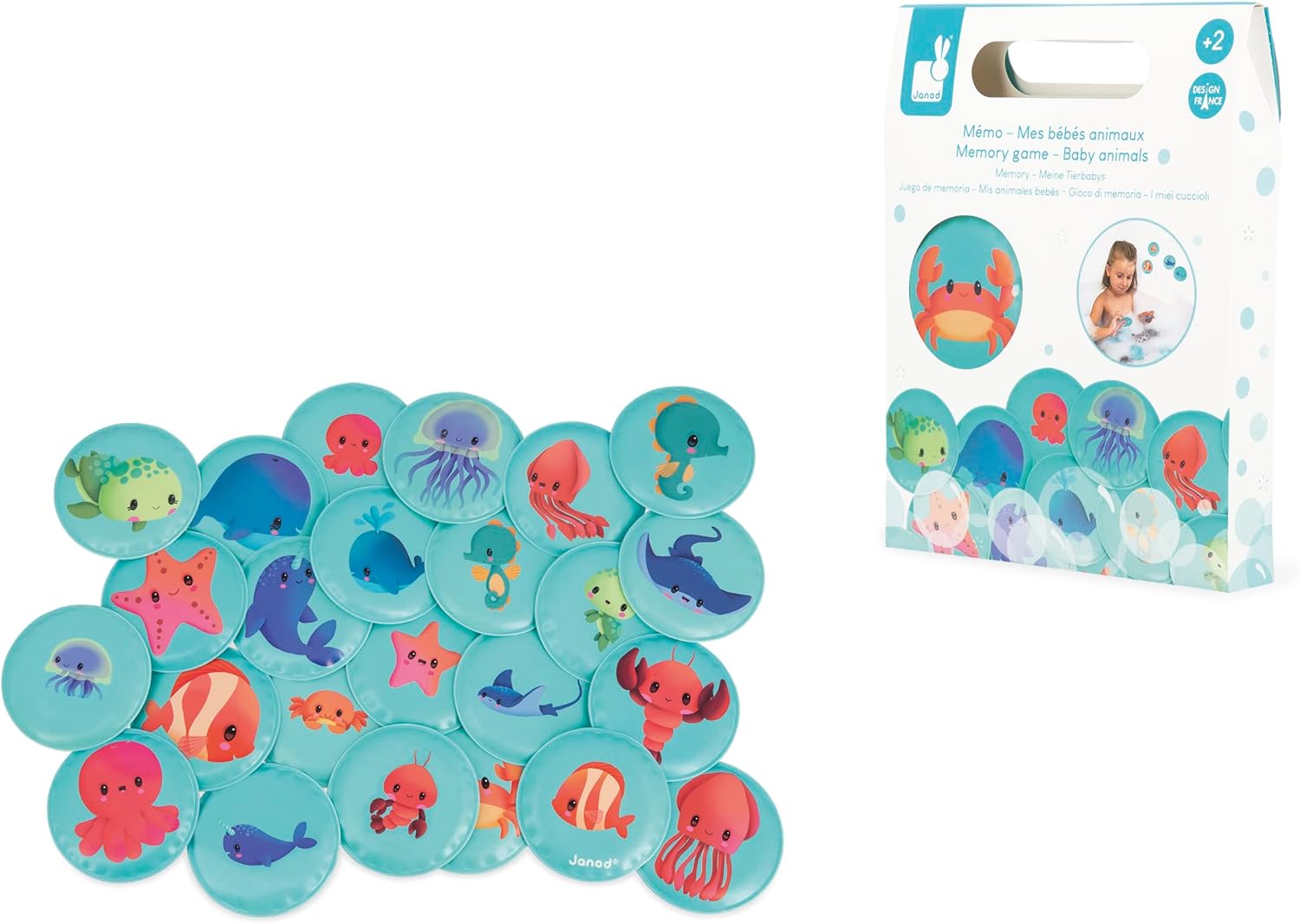 - Memory Game - Baby Animals - Bathtime Toys - Discovery and Early-Development - for Boys and Girls - from 24 Months + - Multilingual - J04723