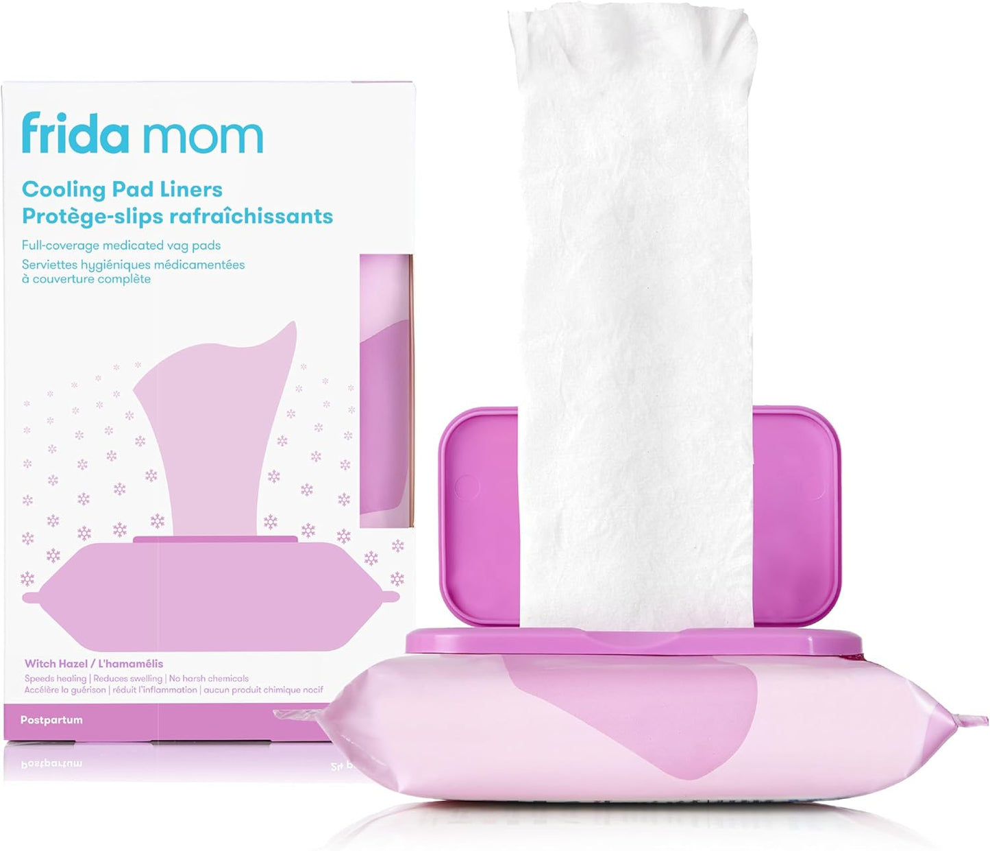 Witch Hazel Perineal Cooling Pad Liners for Postpartum Care, Hospital Bag Essentials for Pain Relief after Birth, Full-Length Medicated Cooling Pad Liners (24Ct)