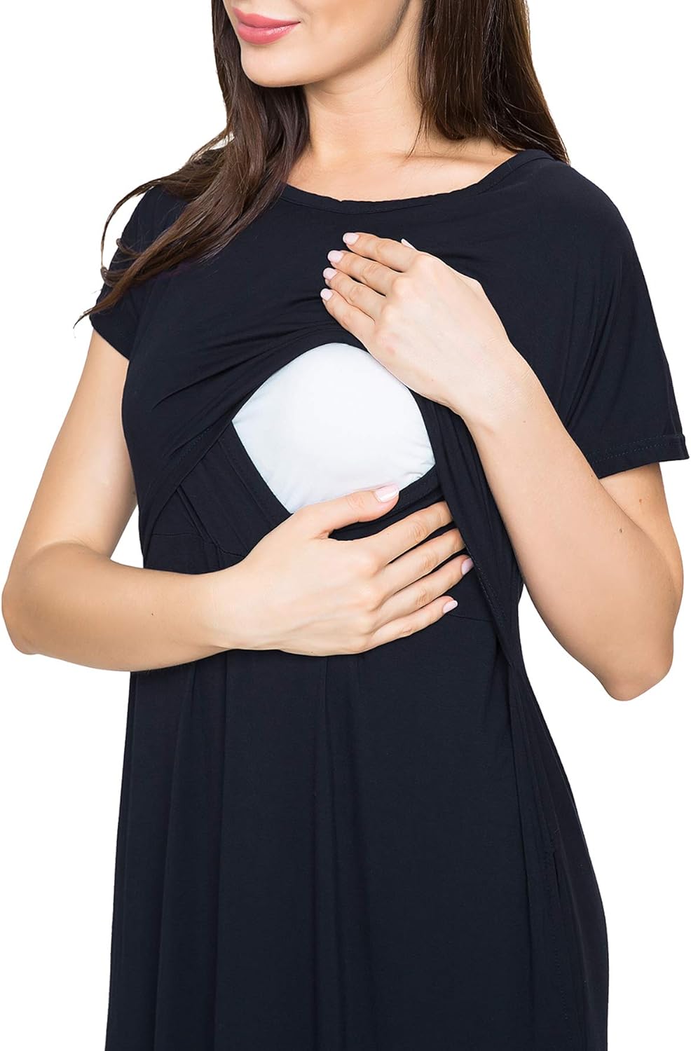 Women'S Maternity Nursing Dresses Split Long Dress for Breastfeeding