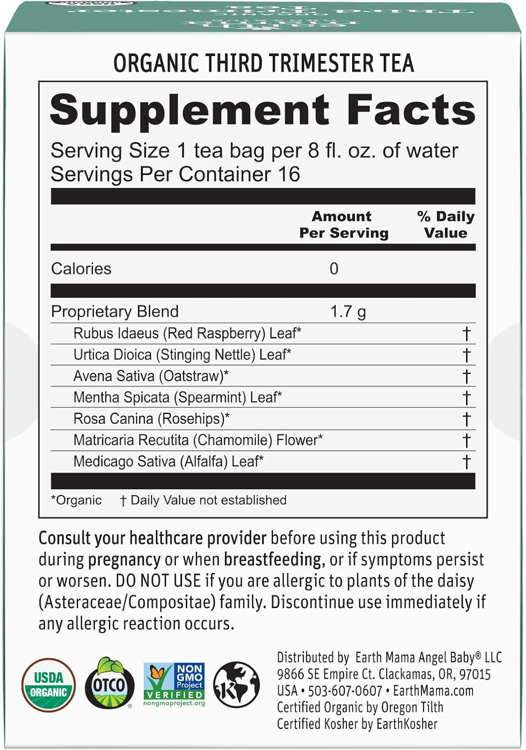 Organic Third Trimester Tea for Pregnancy Comfort and Childbirth Preparation, 16-Count