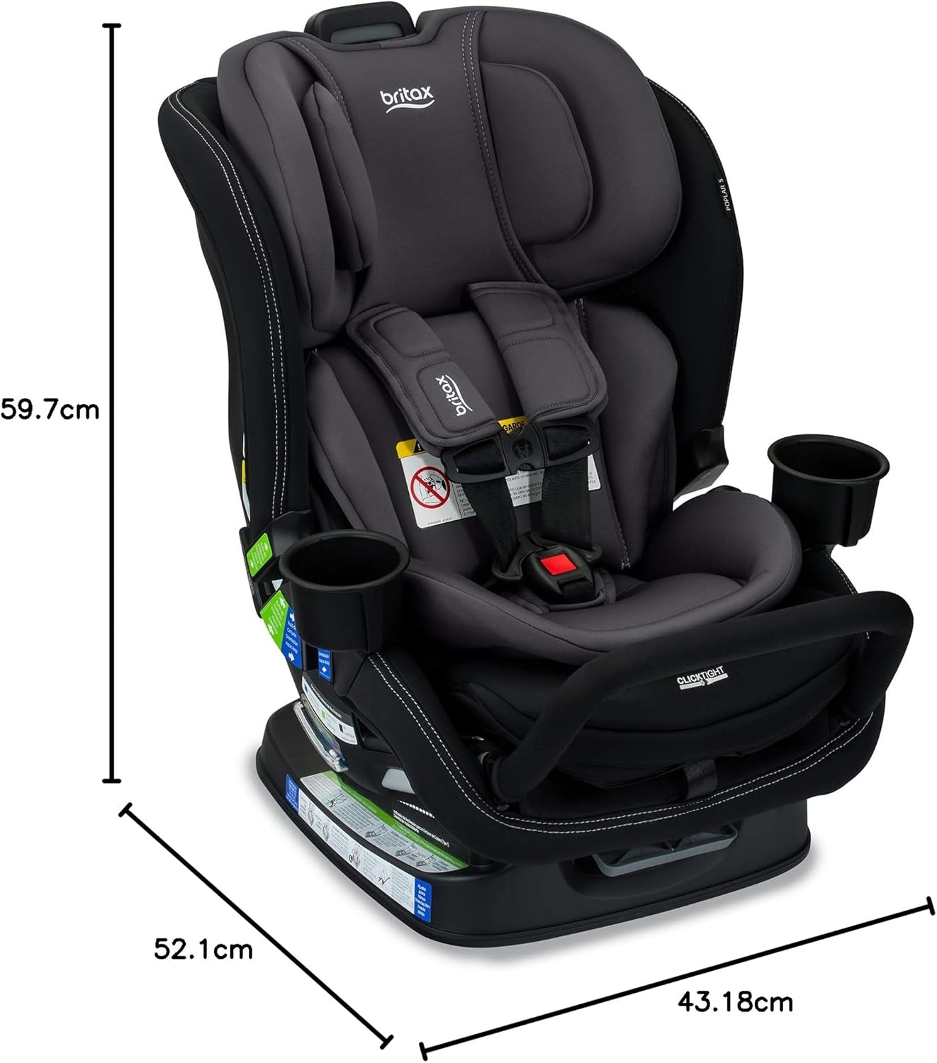 Poplar S Convertible Car Seat, 2-In-1 Design with Clicktight Technology, Stone Onyx