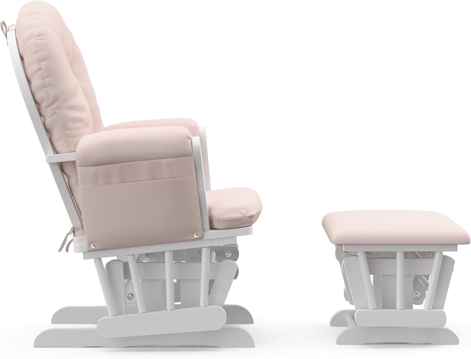 Hoop Glider and Ottoman, White/Pink