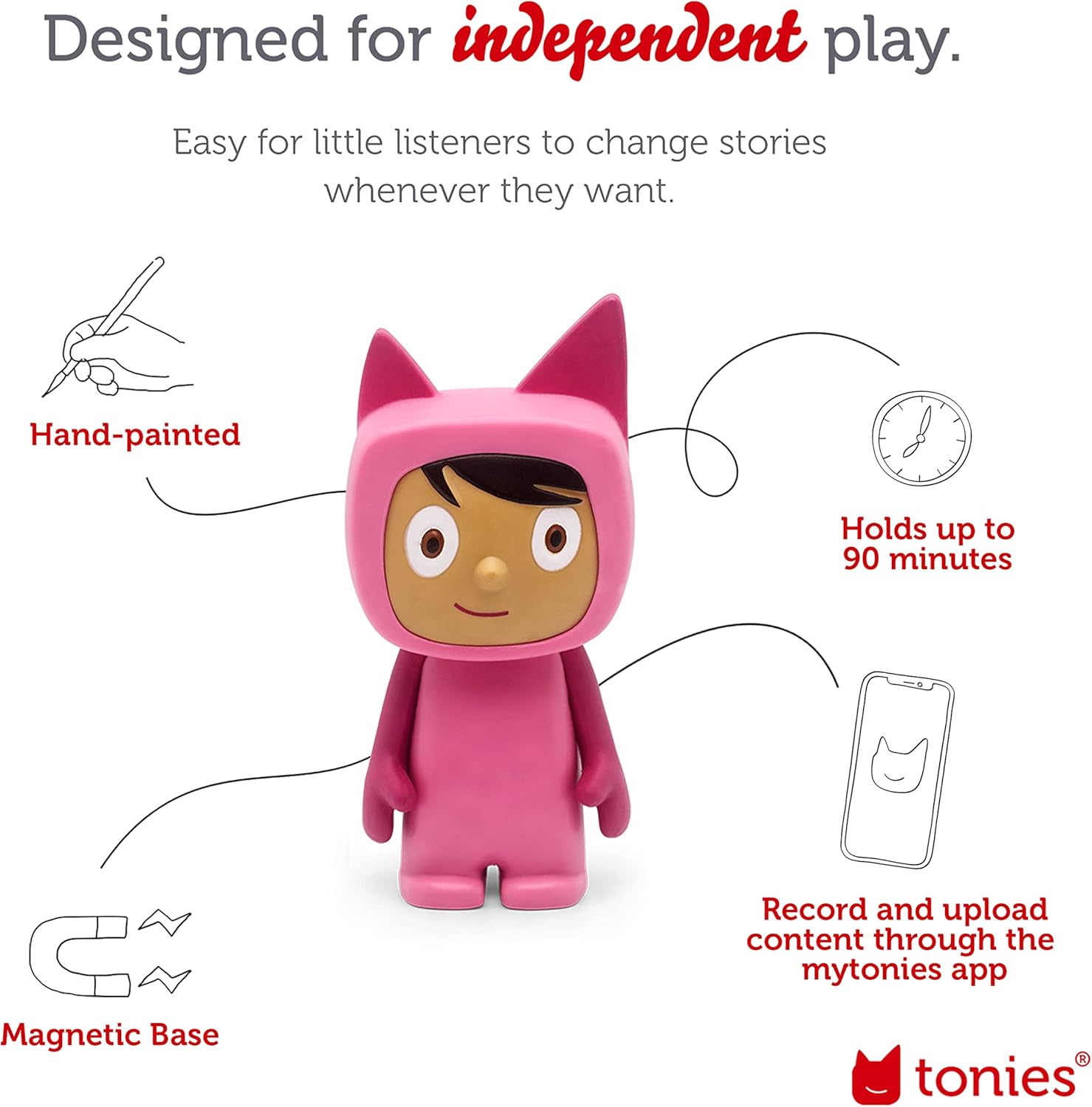 Creative Audio Character - Record and Upload up to 90 Minutes of Your Own Stories and Songs - Pink/Medium