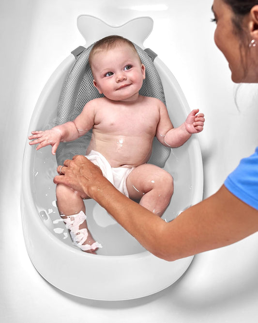 Baby Bath Tub, 3-Stage Smart Sling Tub, Moby, White