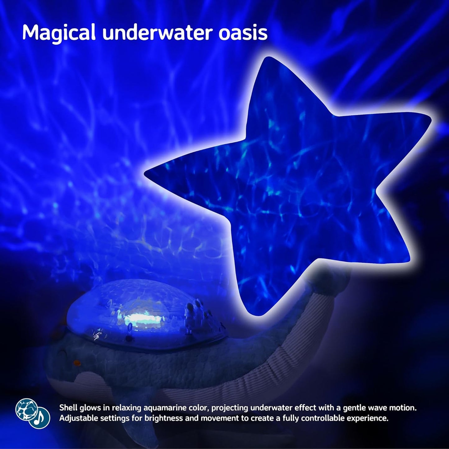 Ocean Projector Nightlight with White Noise Soothing Sounds | Adjustable Settings and Auto-Shutoff | Tranquil Whale™ Family - White