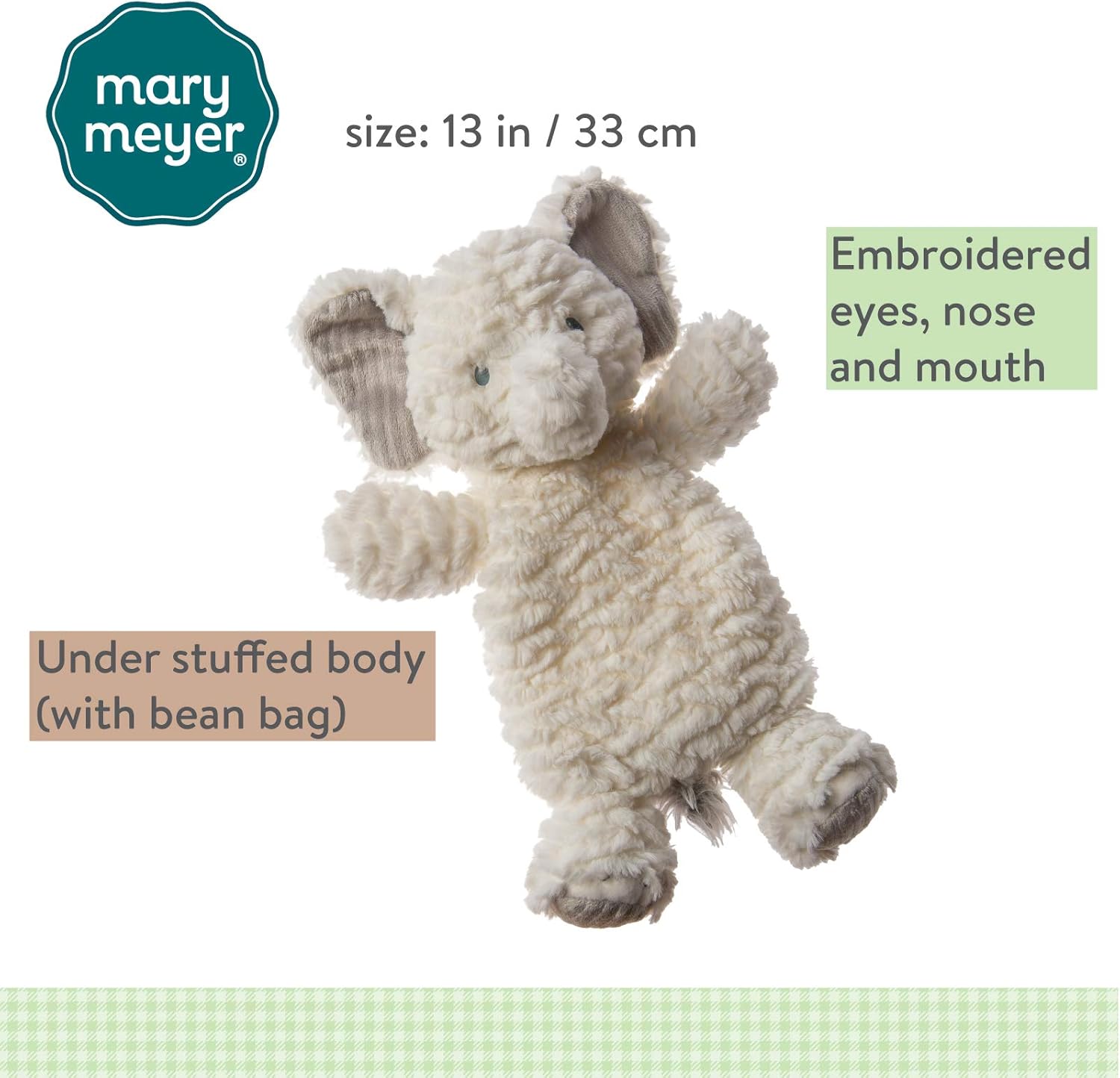 - Afrique - Lovey Plush and Soft Animal Toy - Elephant