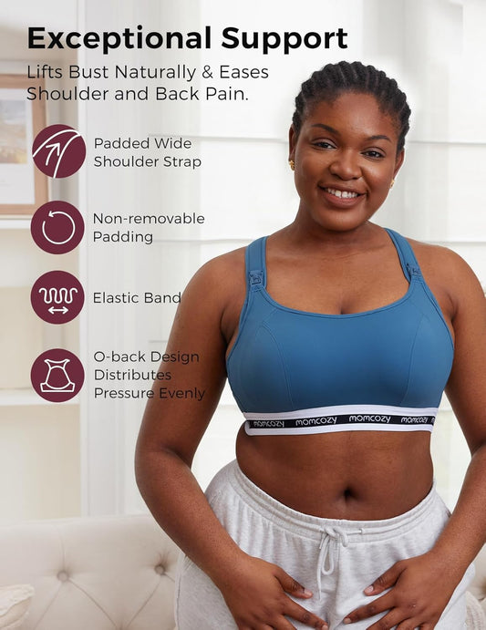 Nursing Bras for Breastfeeding, Low-Impact Nursing Sports Bra Support Maternity Pregnancy Padded Wireless Bralette