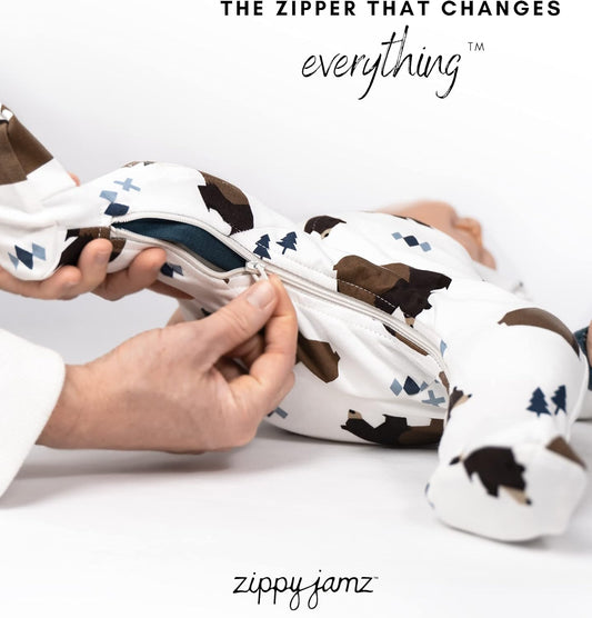 Baby Sleepers, Organic GOTS Cotton, Footed Pajamas with Inseam Zipper