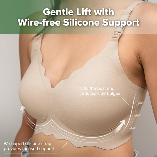 Nursing Bras for Breastfeeding, Ultra Comfort Scalloped Seamless Jelly Strip“ Supportive Maternity Bras