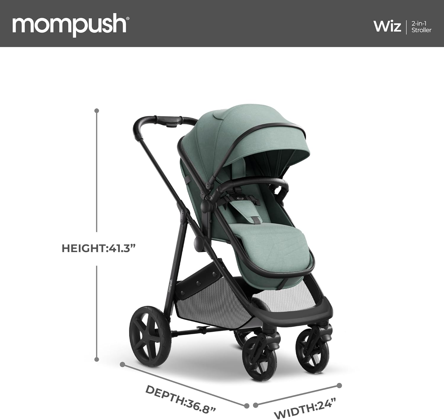 Wiz 2-In-1 Convertible Baby Stroller with Bassinet Mode, Foldable Infant Stroller with Reversible Seat and Large UPF 50+ Canopy