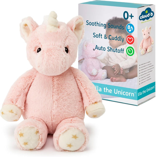 Sound Machine with White Noise Soothing Sounds | Cuddly Stuffed Animal | Adjustable Settings and Auto-Shutoff | Ella the Unicorn