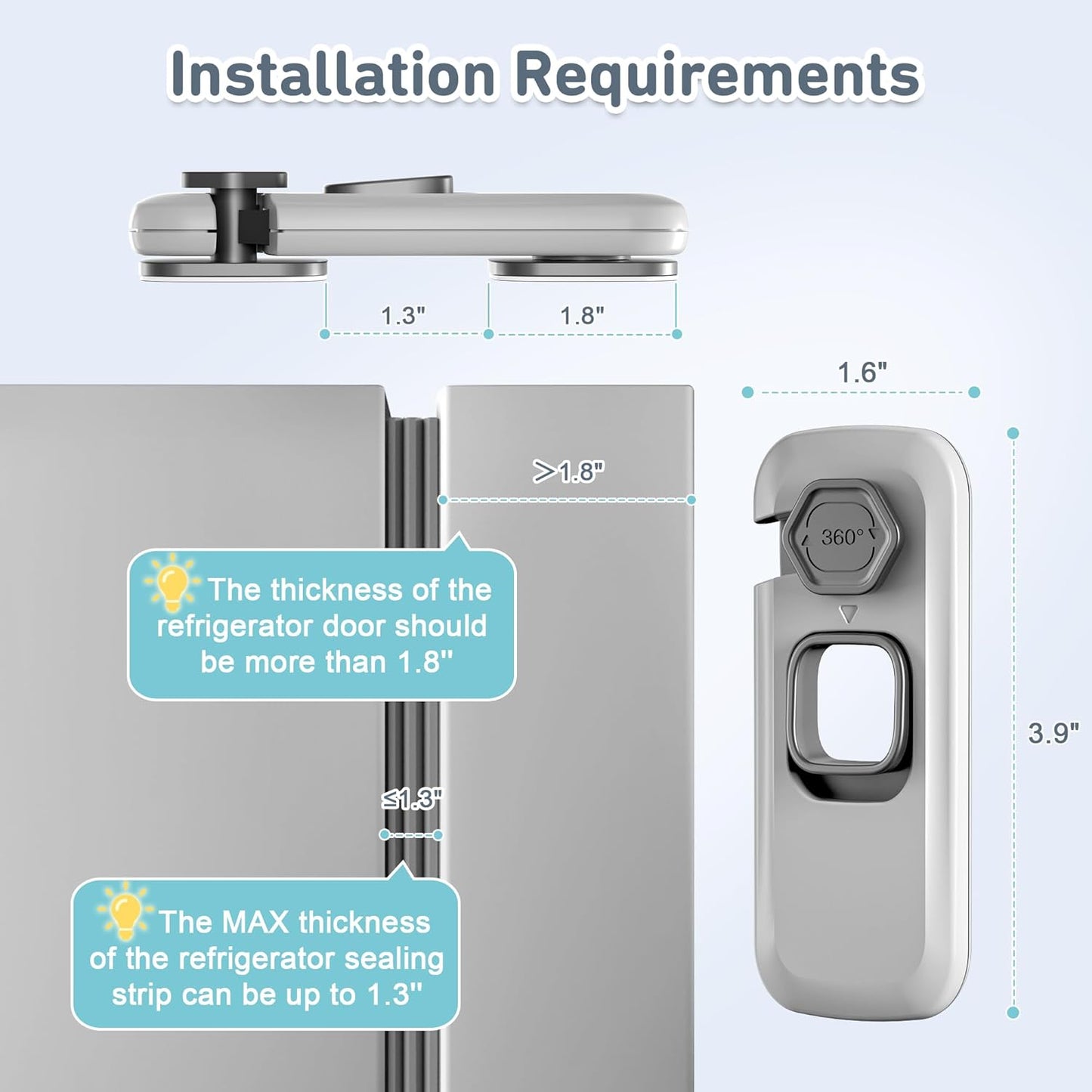 6 Pack Child Proof Refrigerator Locks, Fridge Locks for Kids Safety, Freezer Door Latches with Strong 3M Adhesives for Toddlers and Baby, Ideal for Upright Freezer, Ovens, Cabinets Door