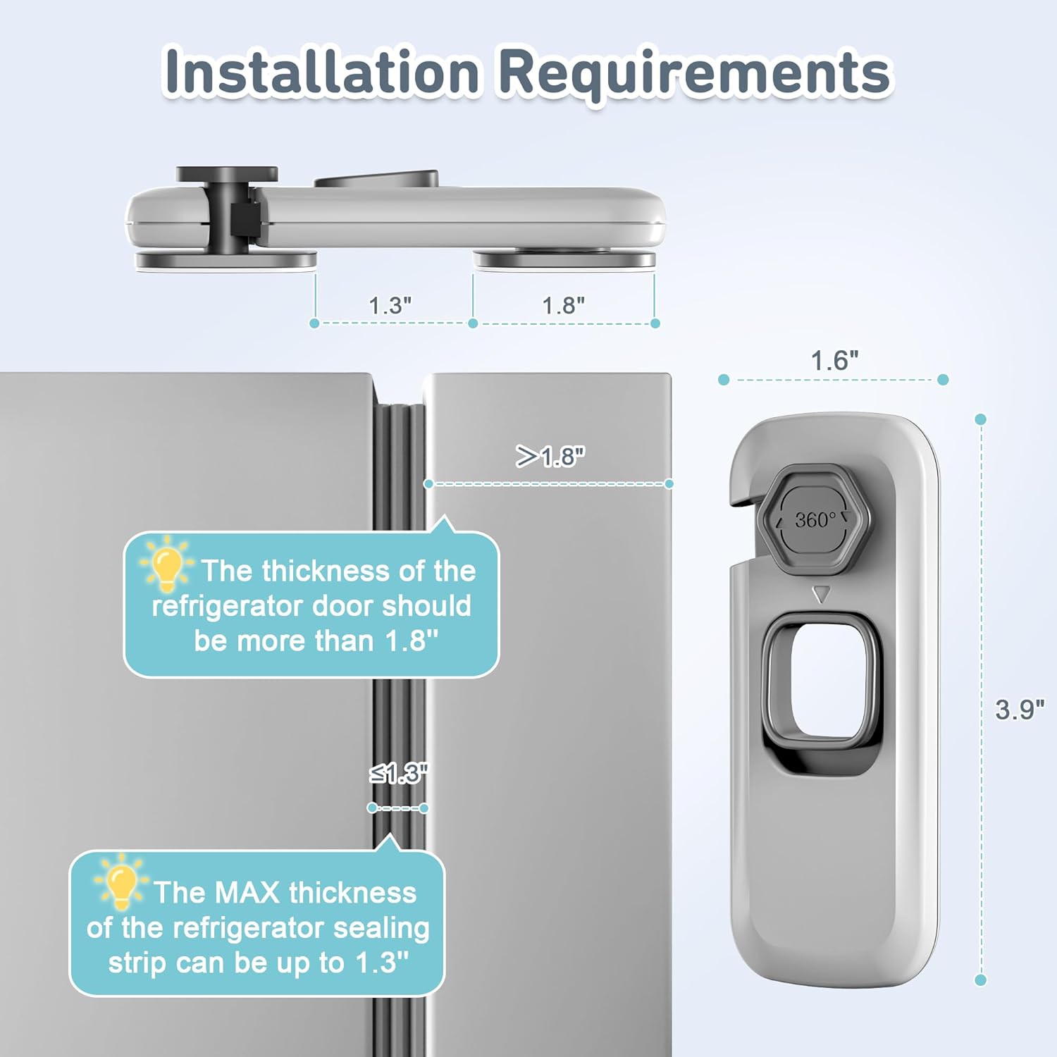 6 Pack Child Proof Refrigerator Locks, Fridge Locks for Kids Safety, Freezer Door Latches with Strong 3M Adhesives for Toddlers and Baby, Ideal for Upright Freezer, Ovens, Cabinets Door