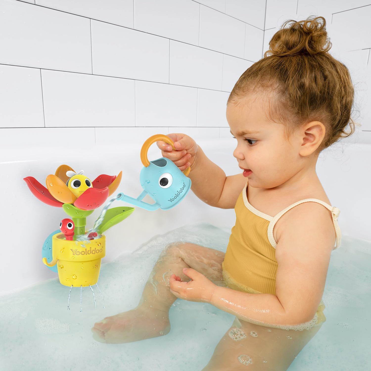 - Peek-A-Bee Flower Tub - Baby Bath Toy - Garden Theme - Flower Pot with Worm – Chain Reaction of Fun - PBA Free - Bath Time Play - from 18 Months Old - 40221
