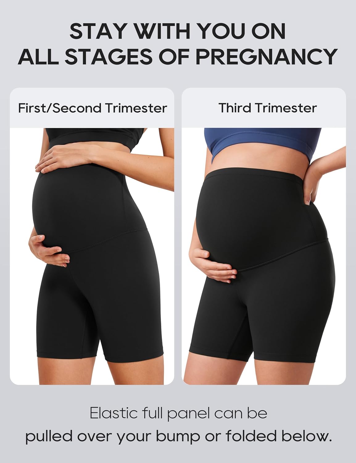 Womens Butterluxe Maternity Yoga Shorts 4" / 6" - over the Belly Pregnancy Workout Athletic Biker Shorts