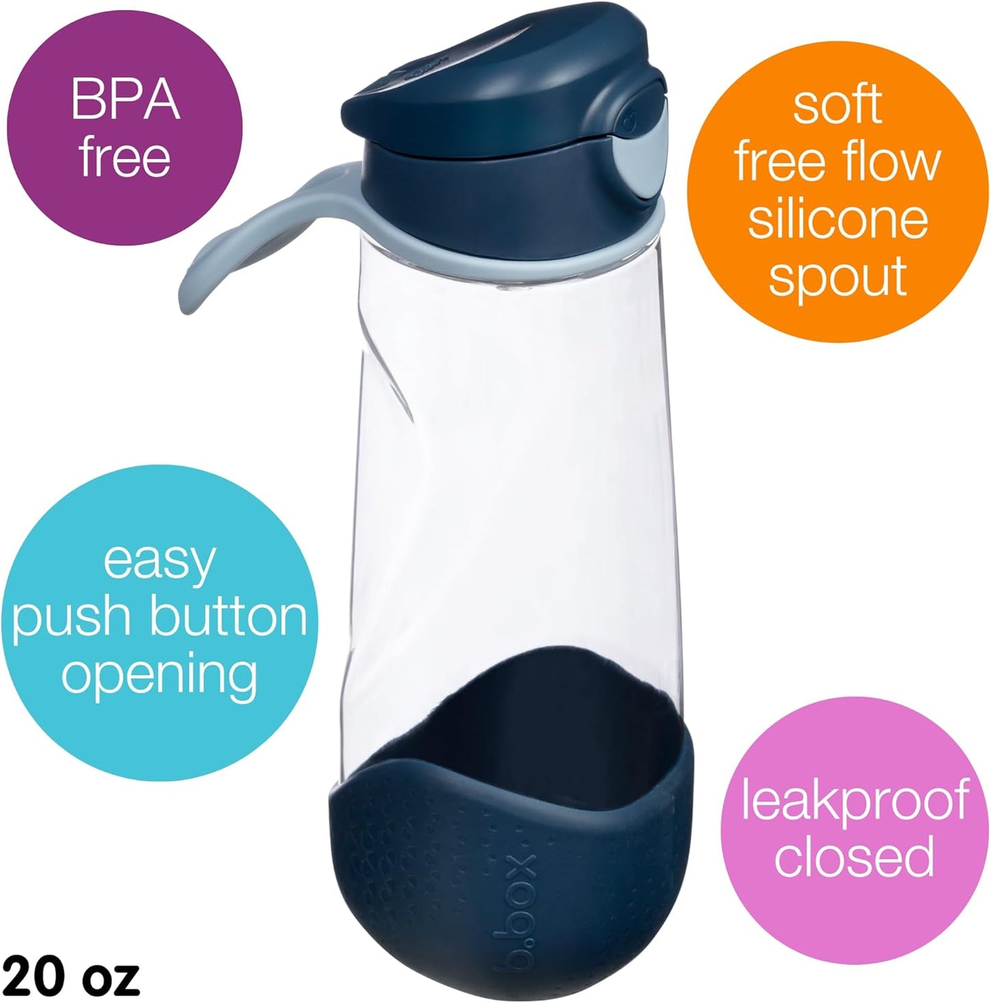 20 Oz Sport Spout Bottle: Kids Water Bottle with Spout and Lid for School, Sports, Travel, Daycare. Spill Proof & Leak Proof. Easy Grip Triangle Shape, Durable Tritan. BPA Free, Dishwasher Safe