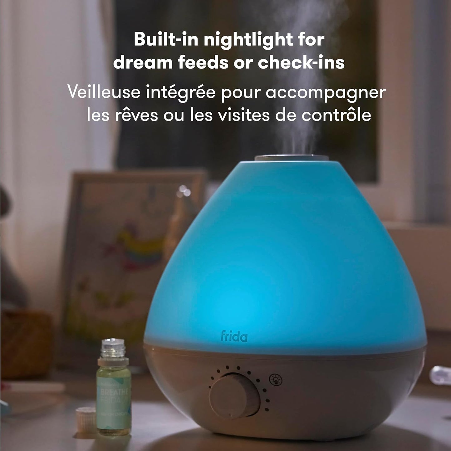 3-In-1 Cool Mist Humidifier for Baby with Diffuser + Nightlight, Baby Humidifier for Bedroom, Nursery + Large Rooms, Quiet, Auto Shut Off, Runs +24Hrs