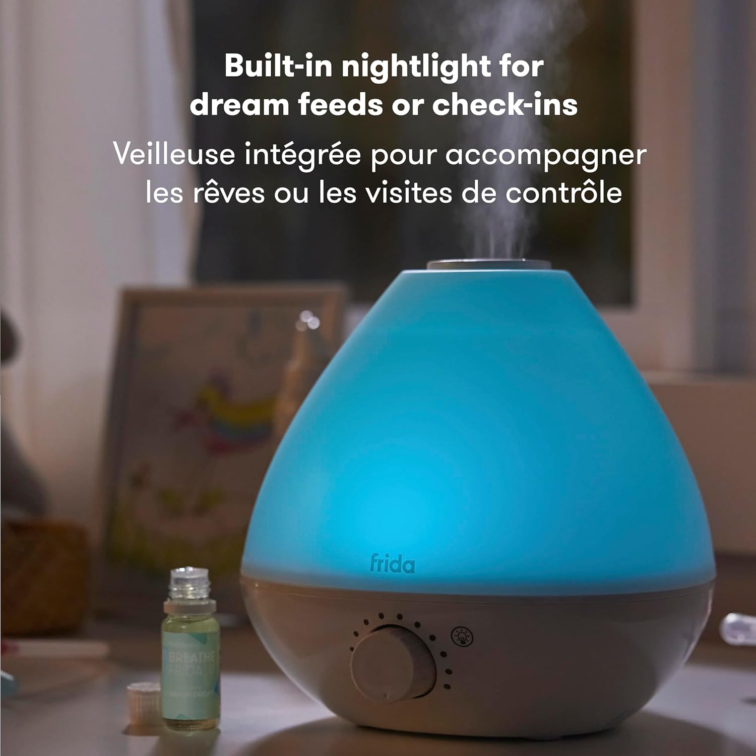 3-In-1 Cool Mist Humidifier for Baby with Diffuser + Nightlight, Baby Humidifier for Bedroom, Nursery + Large Rooms, Quiet, Auto Shut Off, Runs +24Hrs