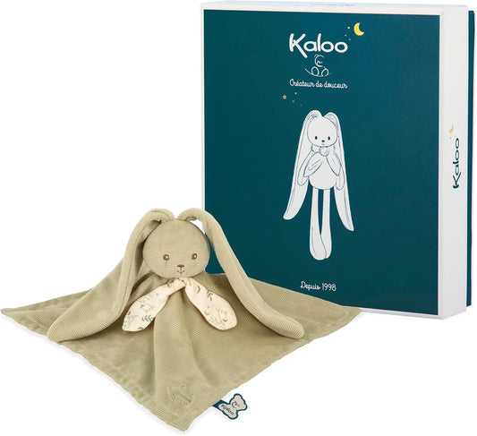 - Square Doudou Rabbit Green - Lapinoo - Soft Polyester and Micro-Velvet Baby Comfort Blankie - Early Development Toy - from Birth - K218016.