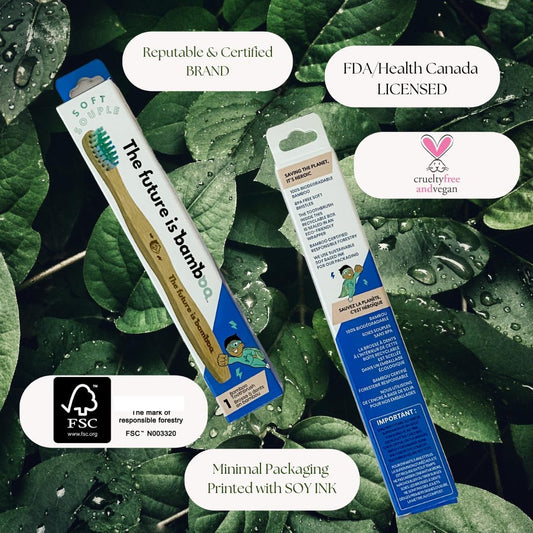 Superhero Bamboo Toothbrush Pack for Kids, Kids Toothbrush for Clean Teeth, Sustainable Products for Good Oral Hygiene, Health Canada Compliant, Pack of 4 Natural Toothbrushes for Kids -