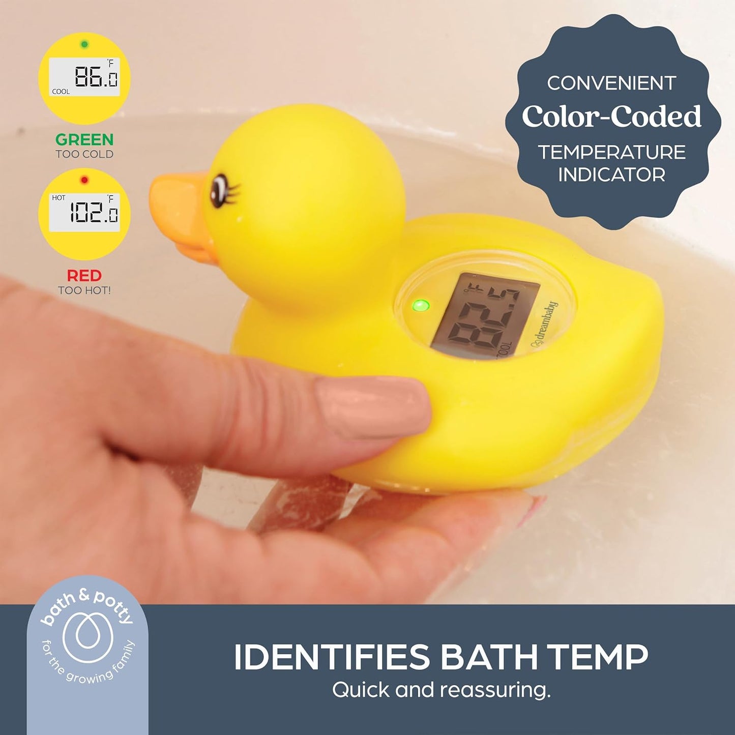 Duck Baby Bath Thermometer - Instant Read Digital Thermometer for Water and Room Temperature - Floating Baby Bath Toy - Newborn Must-Have