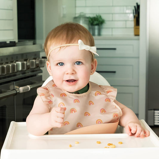 Silicone Pocket Mess Proof Baby Bib Waterproof Toddler Machine Washable Baby Apron Bib