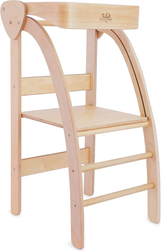 Pikler Observation Tower Toddler Foldable, Kitchen Nursery Helper Step Stool Standing Tower, Safety Rail in Natural Birchwood, Strong and Lightweight (Natural)