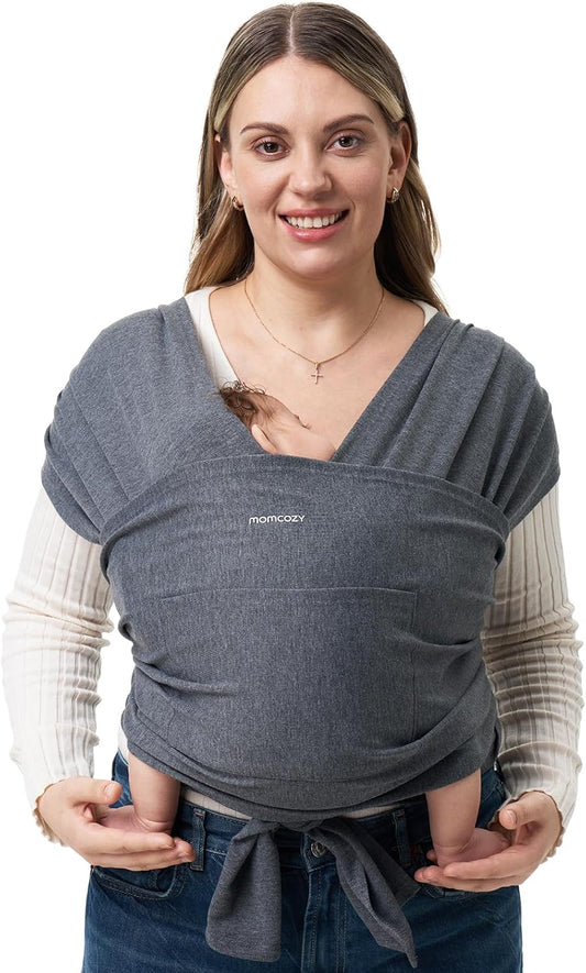 Baby Wrap Carrier Slings, Infant Carrier Slings for Newborn up to 50 Lbs, Baby Wrap Adjustable for Adult Fits Sizes XXS-XXL, Easy to Wear Baby Carriers, Ergonomic Front Facing/Back, Deep Grey