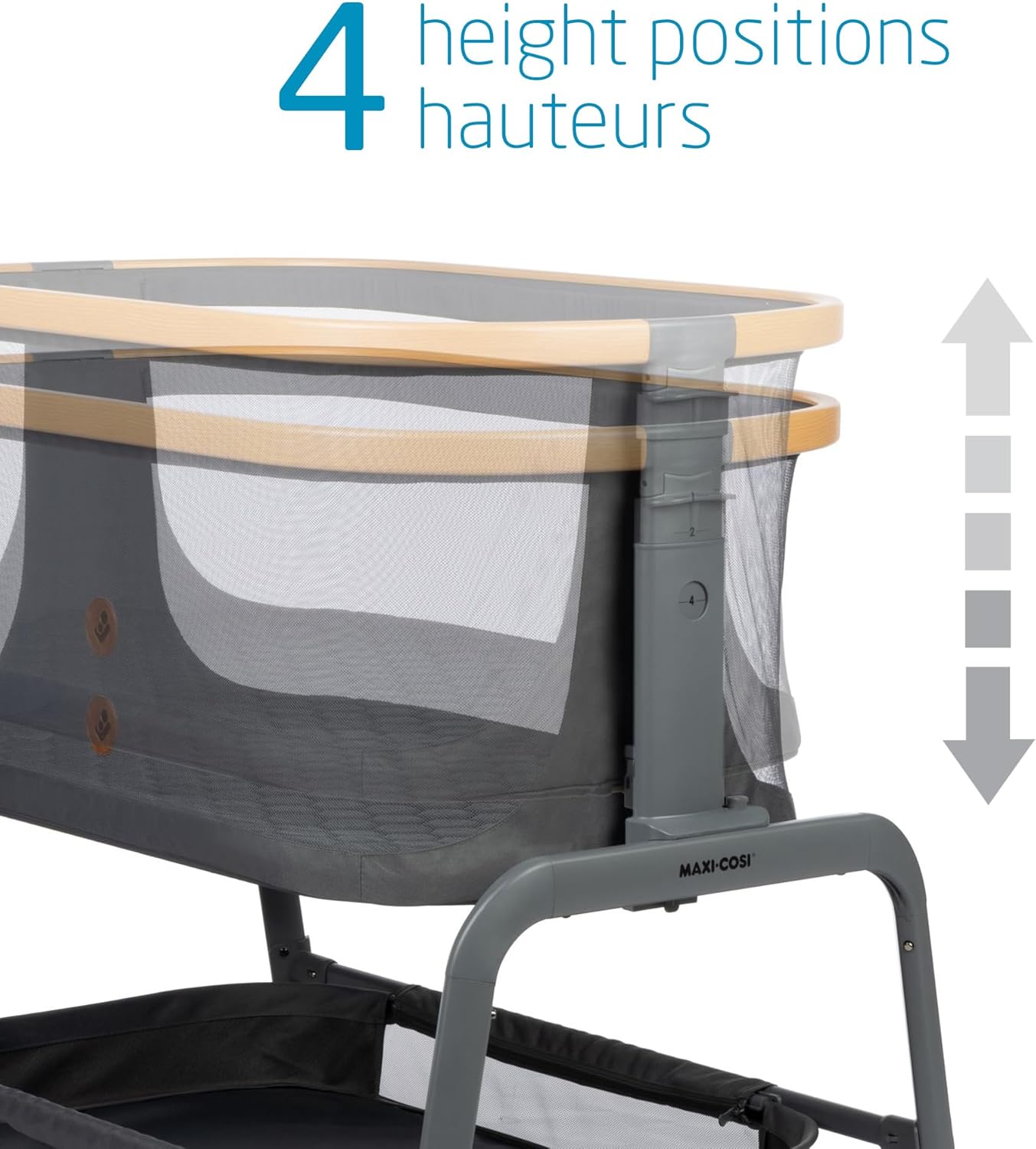 Iora Bedside Bassinet, Infant Bedside Sleeper Crib, 4 Height Positions, Portable & Folds Flat, Large Storage Basket, Includes Travel Bag, Classic Graphite