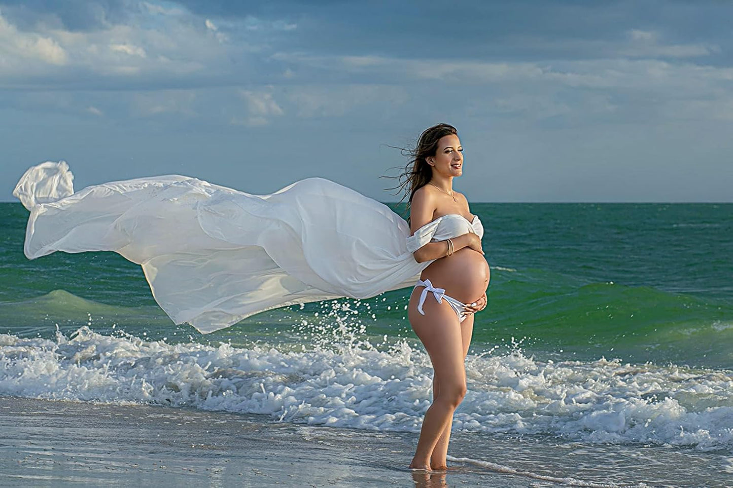 Maternity Dress for Photoshoot Photography Split Chiffon Maternity Gown Long Train Maternity Dresses
