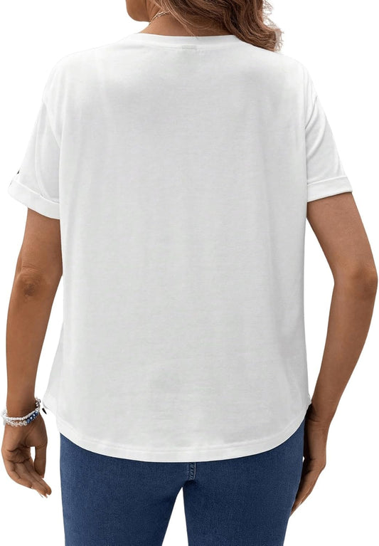 Women'S Maternity Short Sleeve Pocket Front T-Shirts Loose Summer Tee Tops Pregnancy Tees