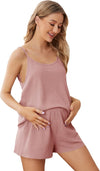 Women'S Maternity Pajama Set Waffle Cami Top and Shorts Set Maternity Loungewear Sets