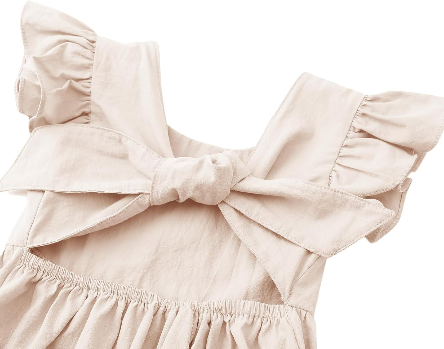 Toddler Girls Dress Cotton Linen Ruffle Backless Sleeveless Kids Casual Party Dresses