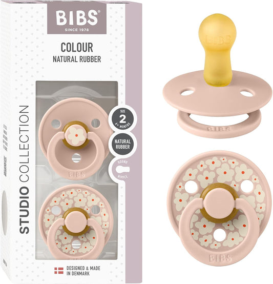 Pacifiers - Studio Collection | Natural Rubber Baby Pacifier | Set of 2 Bpa-Free Soothers | Made in Denmark | (Blush Mix, 6-18 Months)