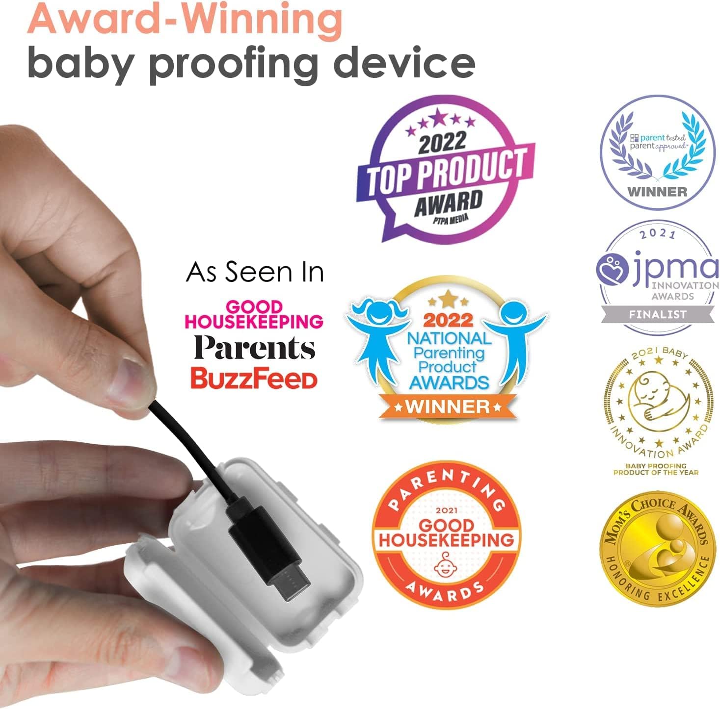 - Watch Your Mouth - the Award Winning USB Charger Child Safety Cover - Made in the USA - Baby Proofing Toddler Shock Prevention (6 Pack White)