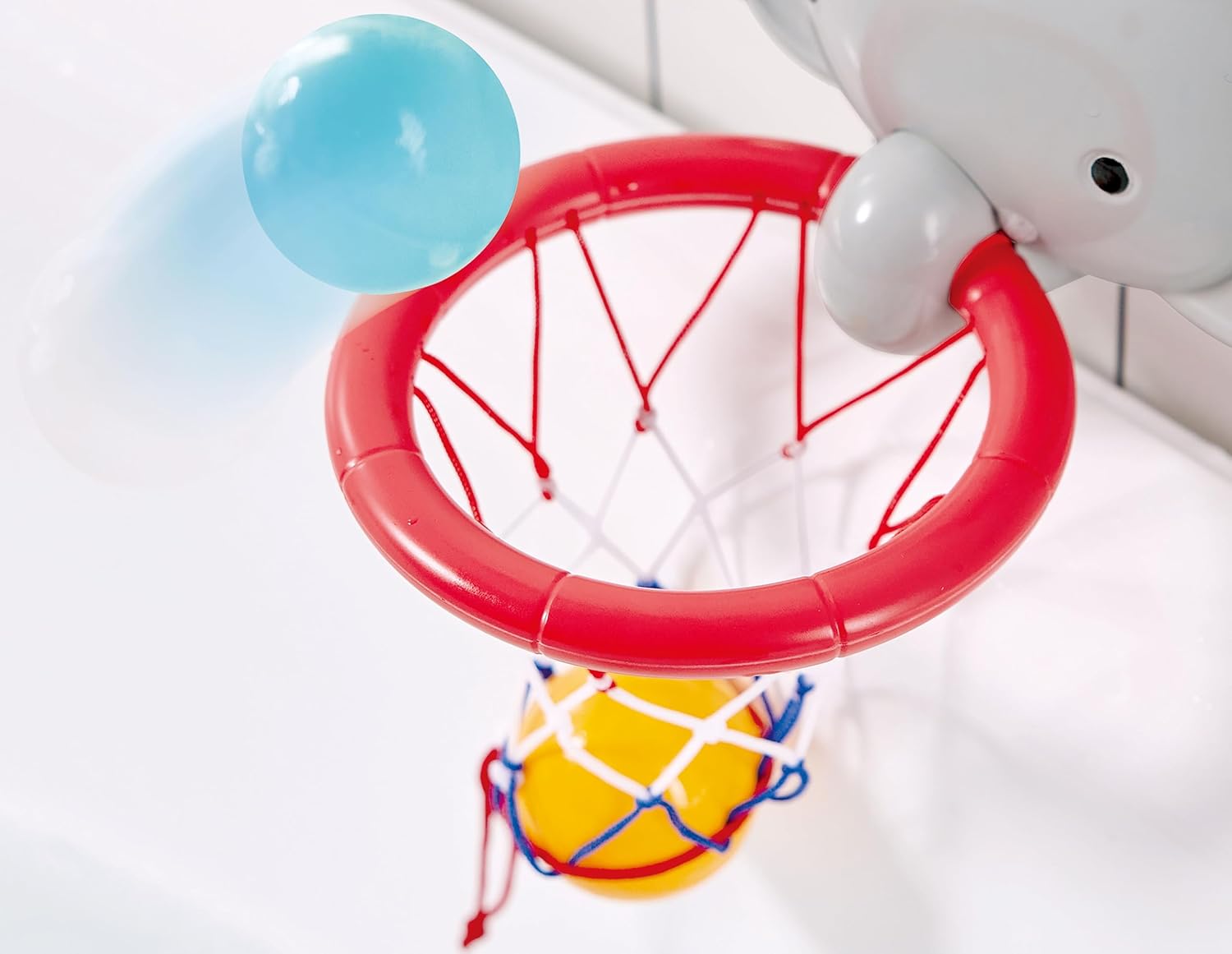 Bath Time Basketball Elephant Pal | Bathtub Shooting Game, 1 Hoop with Suction Cups and 4 Balls, for Children 18 Months+