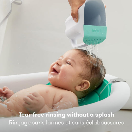 Control the Flow Bath Rinse Cup, Tear Free Rinser to Wash Hair + Body, Rinser Cup for Bath Time with Easy Grip Handle + Removable Rain Shower