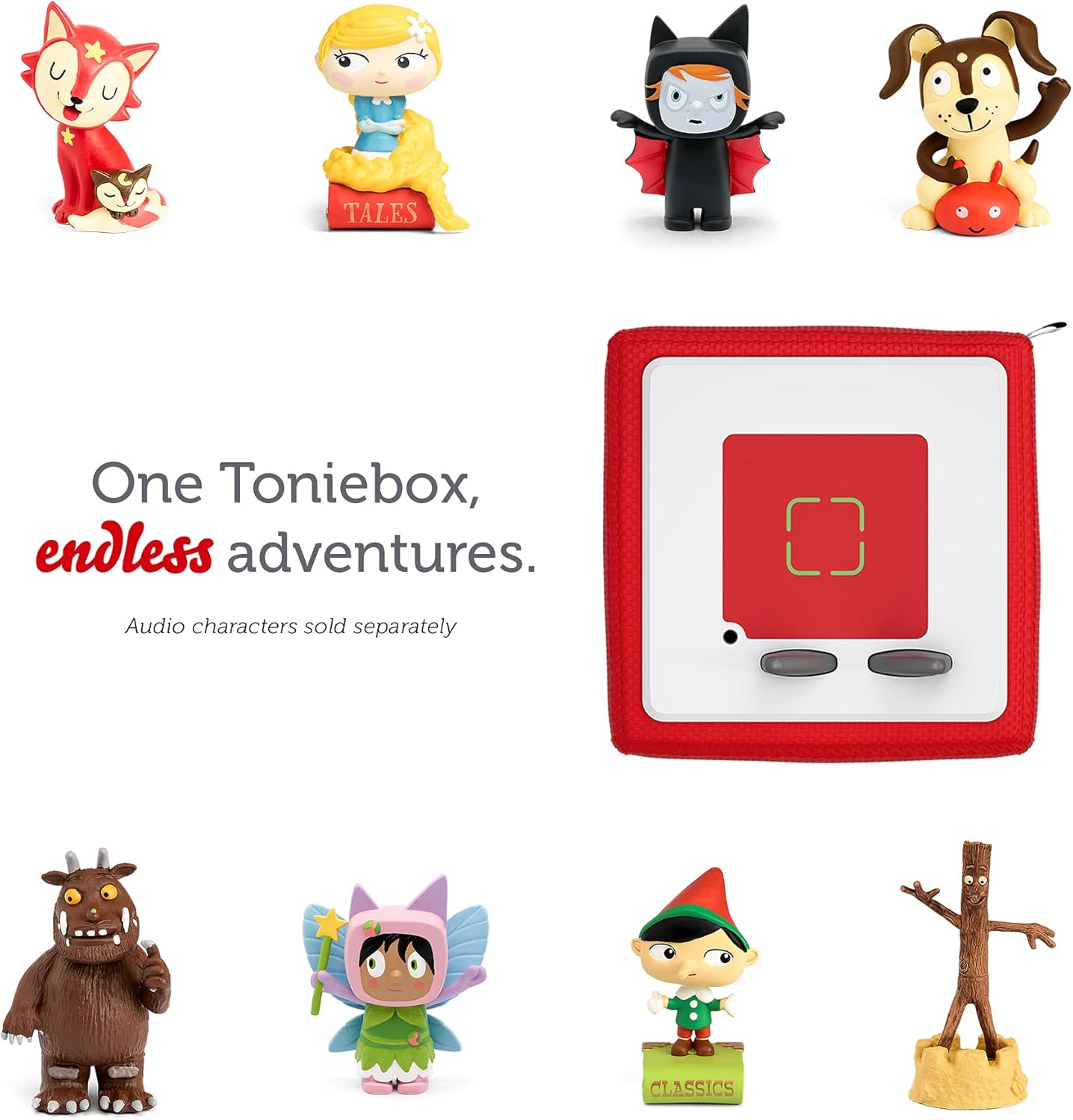 Toniebox Audio Player Starter Set with Bilingual Playtime Puppy - Listen, Learn, and Play with One Huggable Little Box - Red [English/French]