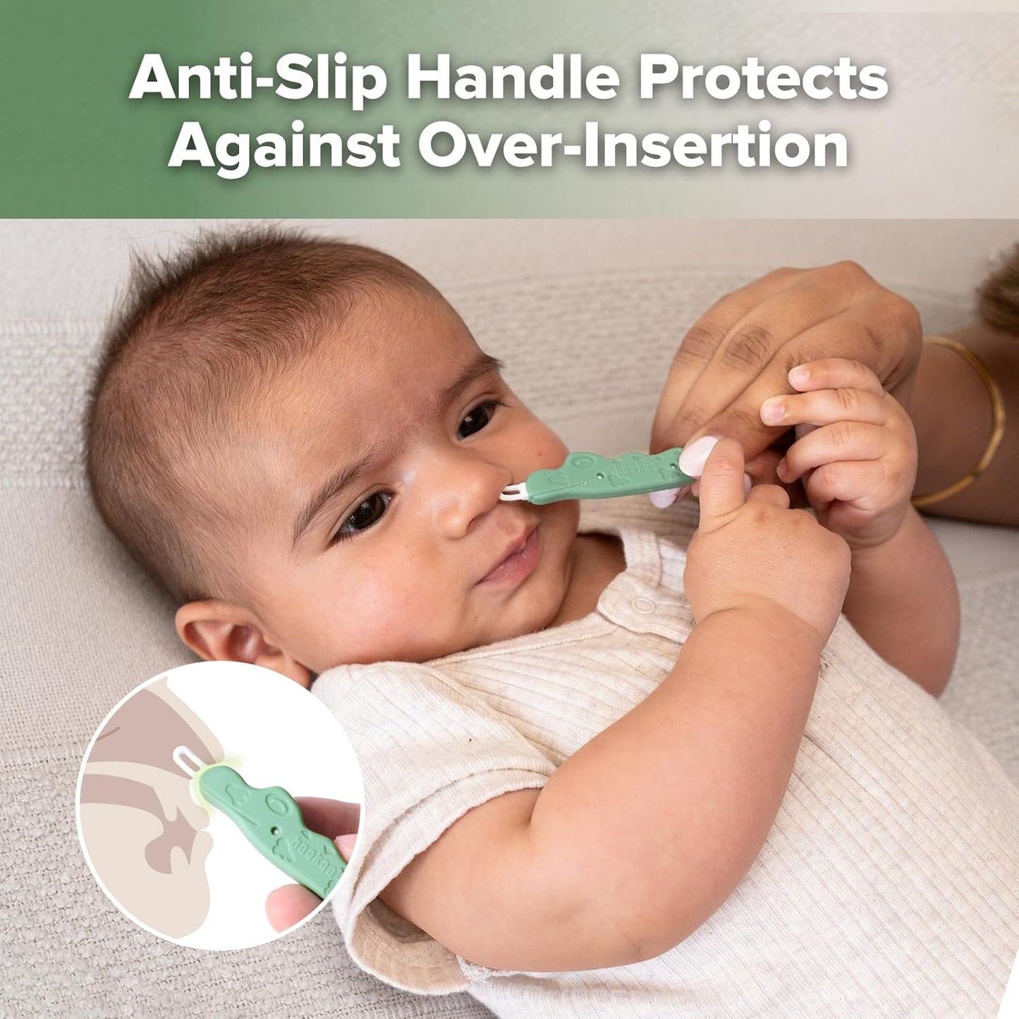 Baby Nose Cleaner & Ear Wax Removal Tool,The Unique Crocodile-Shaped Design,Baby Essentials-Pea Green