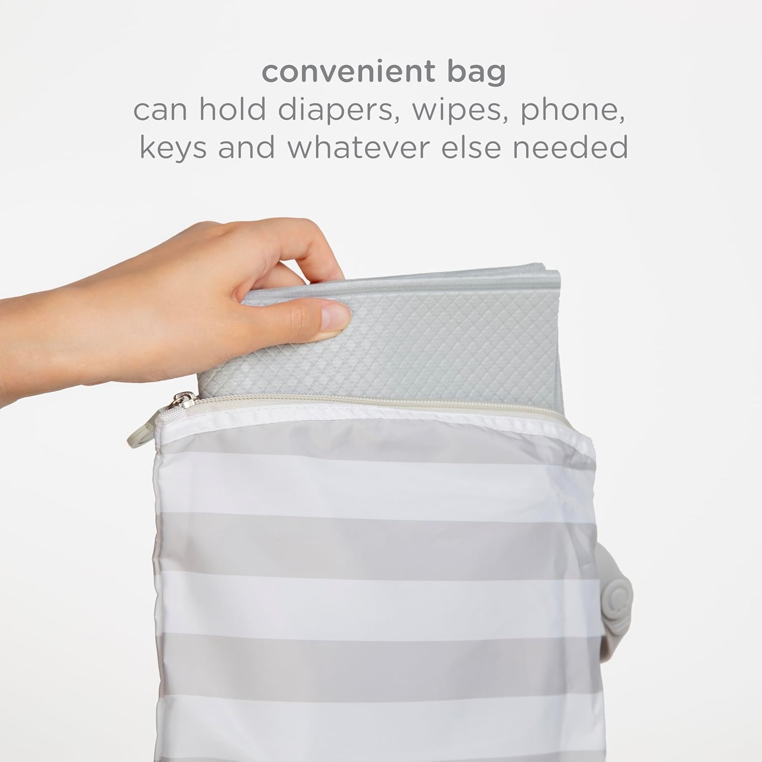 Portable Changing Mat with Gray and White Storage Bag, Gray