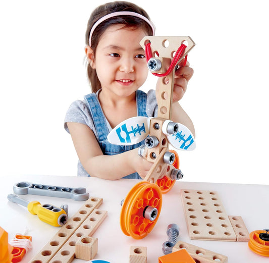 Deluxe Scientific Workbench | Wooden Inventor’S Experiment Building Set, 79 Piece Workshop for Kids