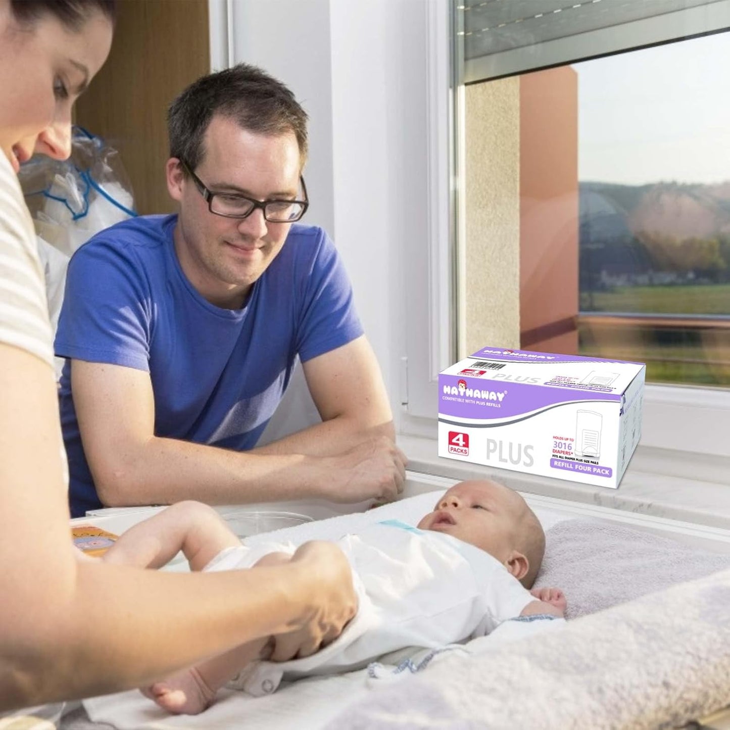 Diaper Pail Refills Increased12% Length Compatible with Dekor plus Diaper Pails Lavender Scent Holds up to 2552 Diapers (4 Pack)