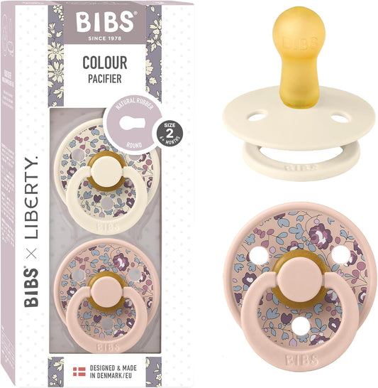 X Liberty Pacifiers | Natural Rubber Baby Pacifier | Set of 2 Bpa-Free Soothers | Made in Denmark | Eloise Blush Mix | Size 6 to 18 Months
