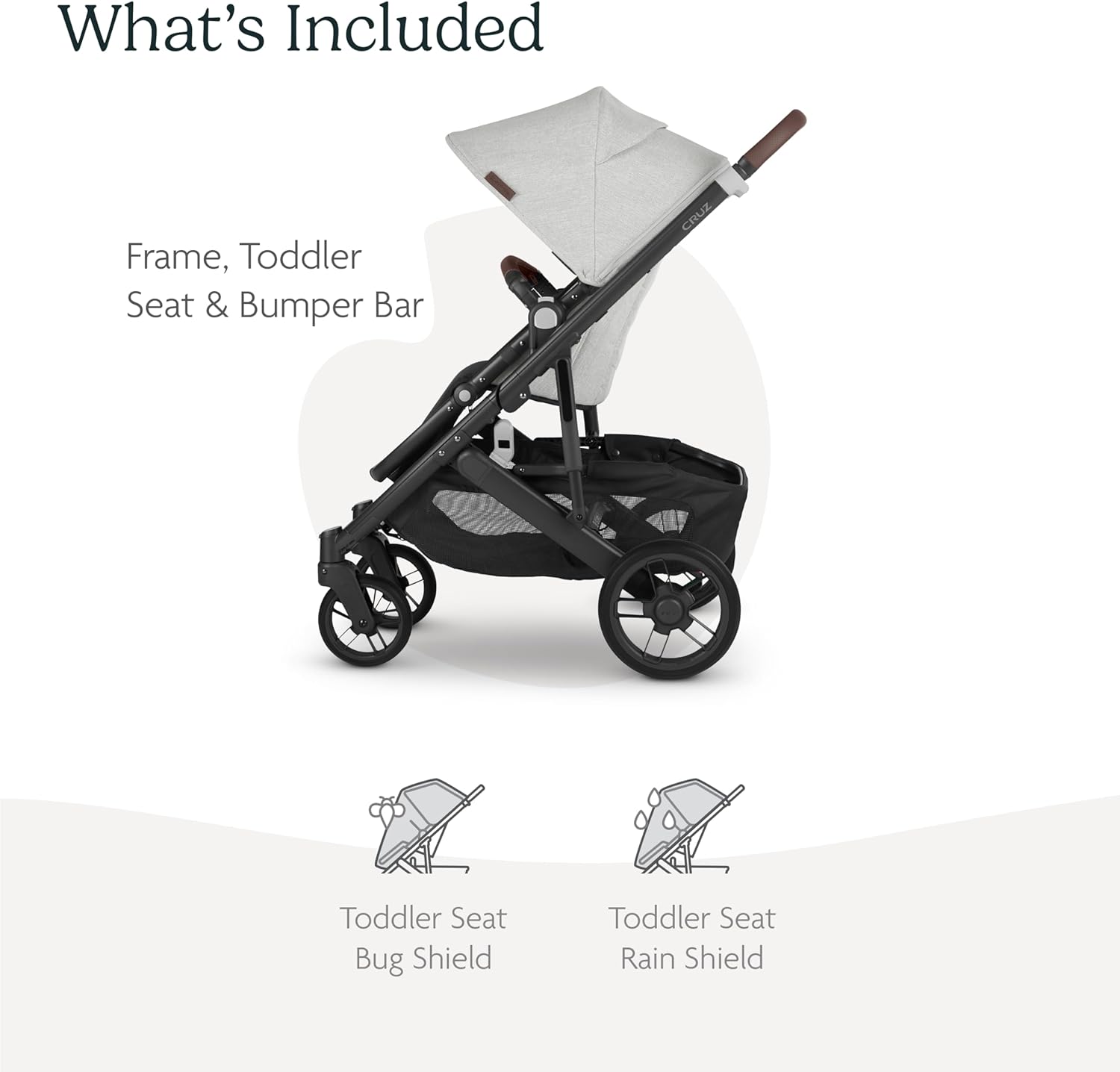 CRUZ V2 Stroller - ANTHONY (White and Grey Chenille with Carbon Chassis)