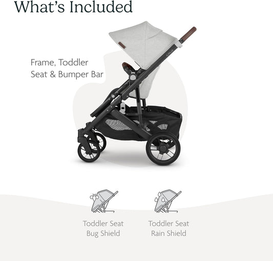 CRUZ V2 Stroller - ANTHONY (White and Grey Chenille with Carbon Chassis)